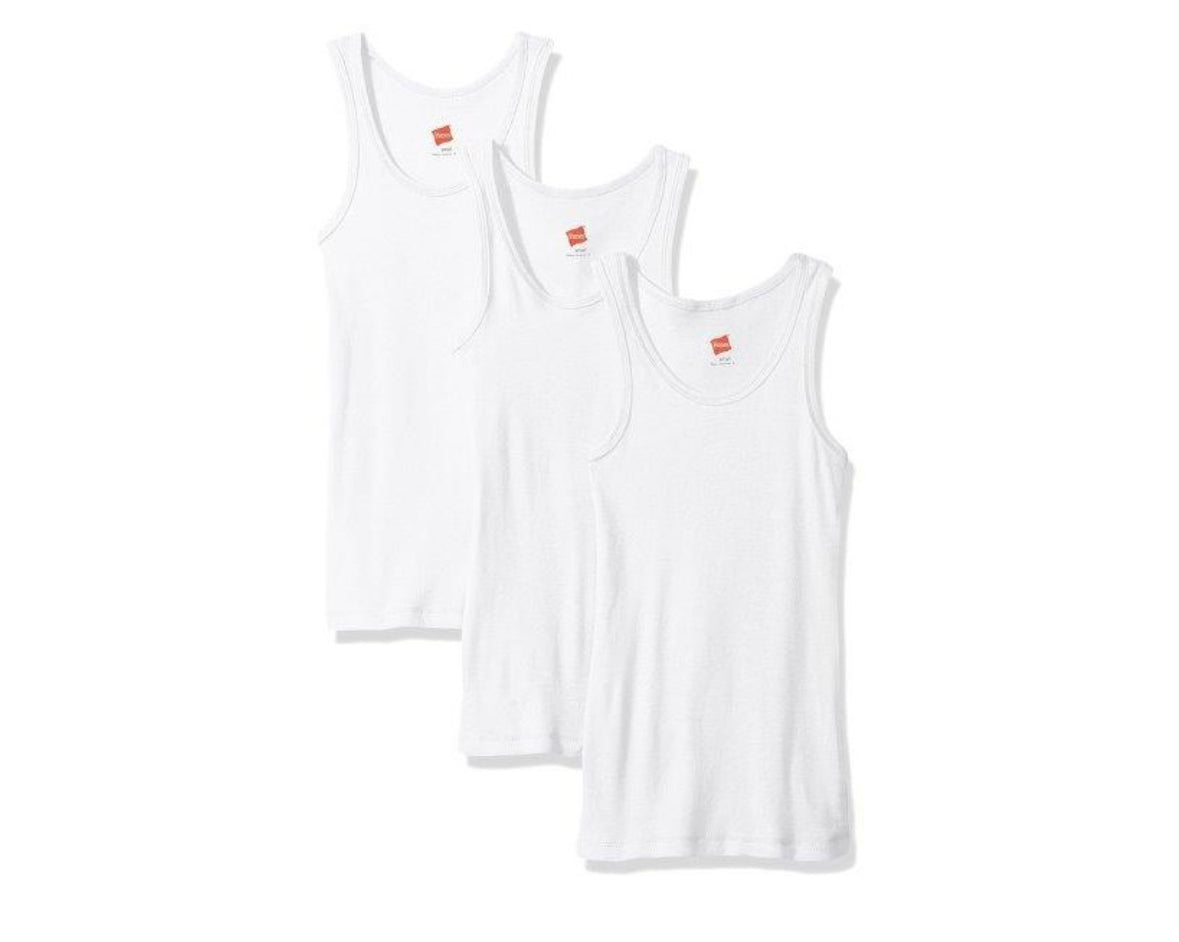 Hanes 3-Pack Tagless Tanks White ComfortSoft Cotton Tank Tops