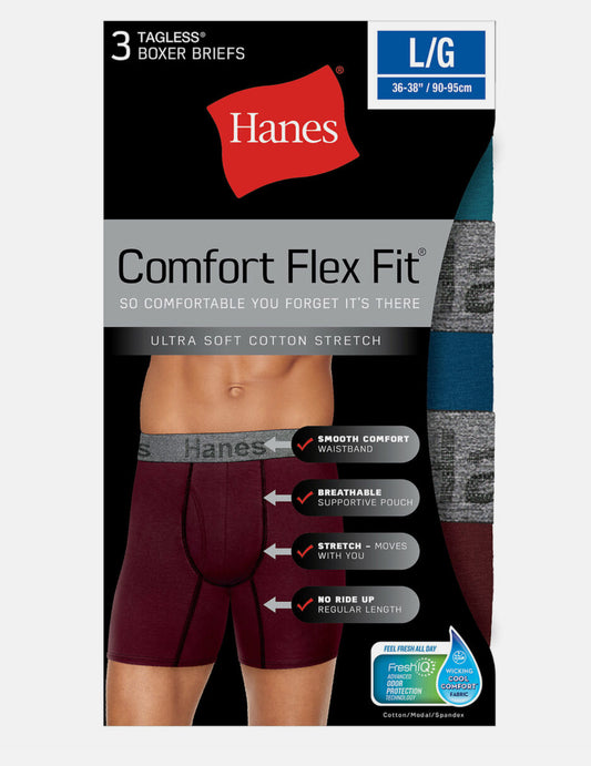 Hanes Mens 3-Pack Comfort Flex Fit Ultra Soft Stretch Boxer Brief